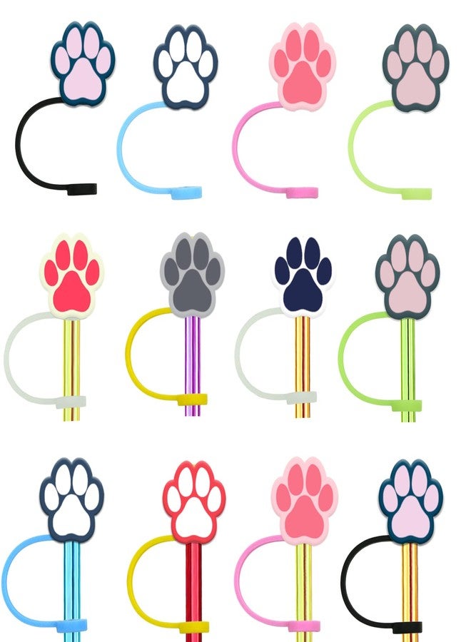 Meaxur 16pcs Dog Themed Reusable Food Grade Silicone Straw Sleeve Caps, Suitable for Party Favor Bags,Birthday Party, Friends Gathering Dog Party Favor,Dustproof Soft Straw Covers for 7-8mm Straws - Image 1